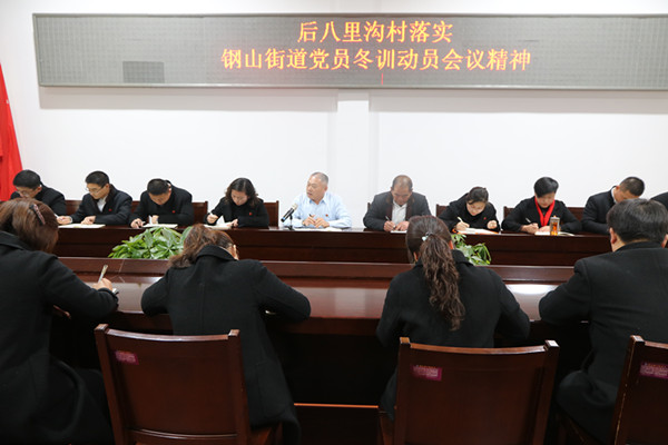 1月3日，后八里沟村组织召开《落实钢山街道党员冬训动员会议精神》主题会议